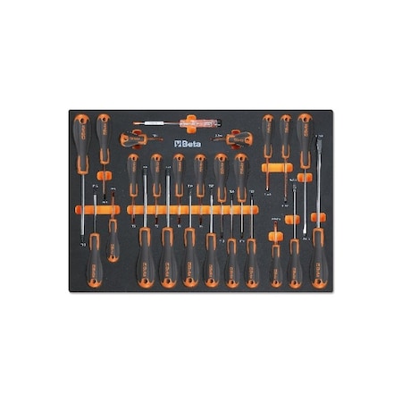 Beta MM210 25 Piece Slotted, Phillips and Torx Screwdriver Set in Soft Thermoformed Tray 024580211